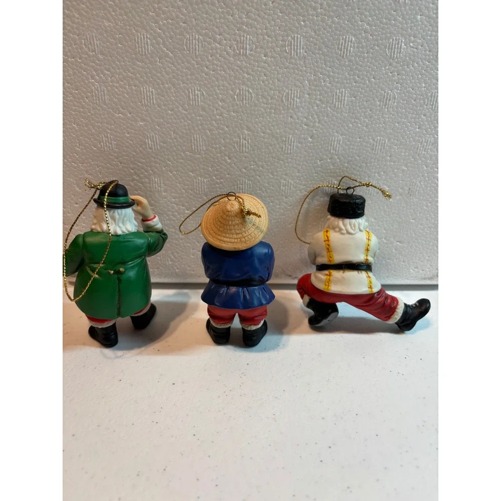 Set of 3 Vintage Danbury‎ Mint Santa Claus Around the World Christmas Ornaments